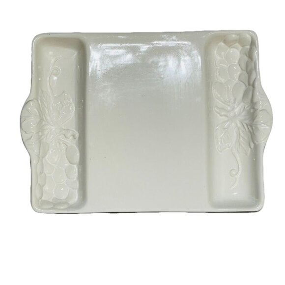 Loucarte Portugal White Grape Design Ceramic Serving Tray - Picture 1 of 6